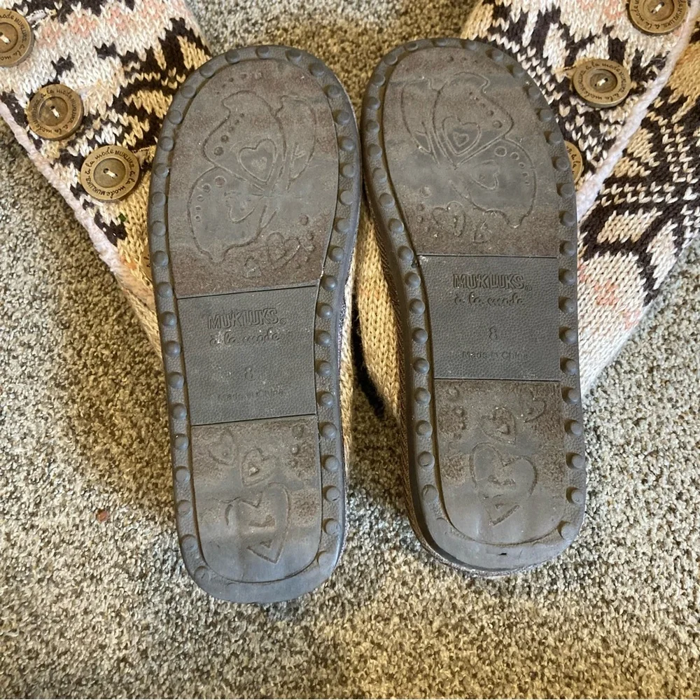 Muk Luks Sweater Boots Size 8 Nordic Fair Isle Fleece Lined Winter